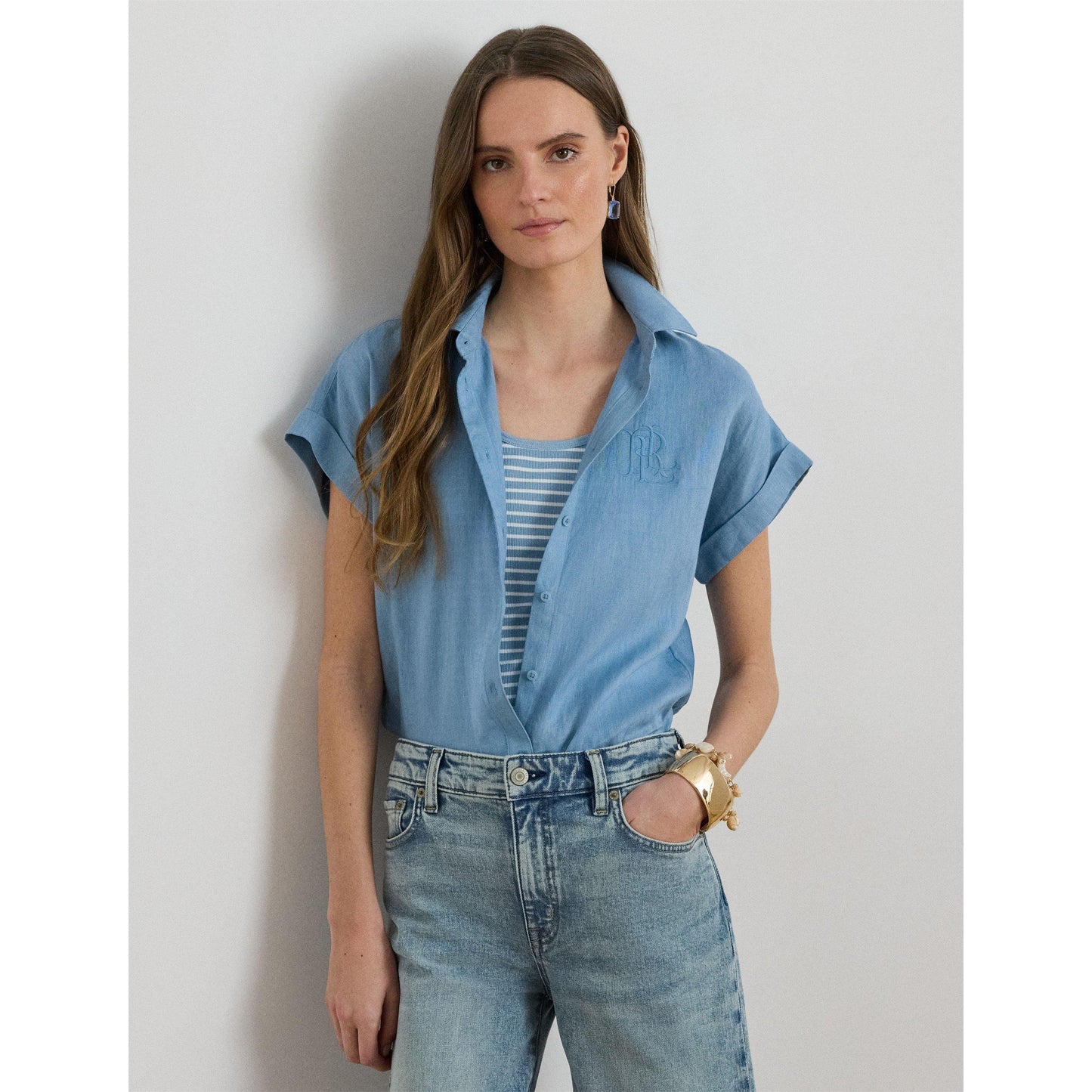 Lauren by Ralph Lauren Women's Short Sleeve Plain Shirt