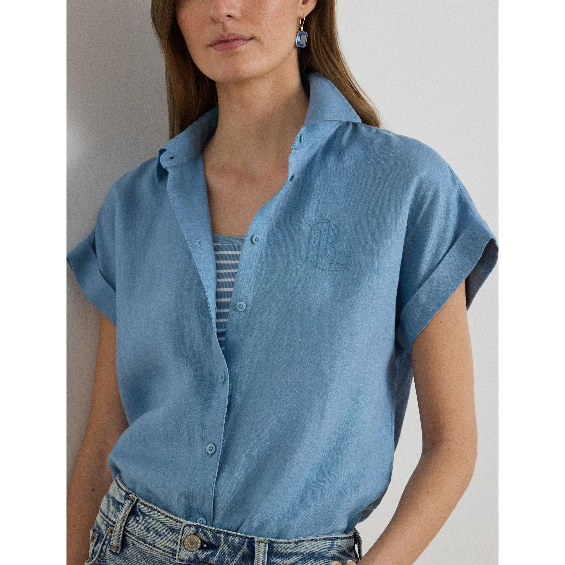 Lauren by Ralph Lauren Women's Short Sleeve Plain Shirt