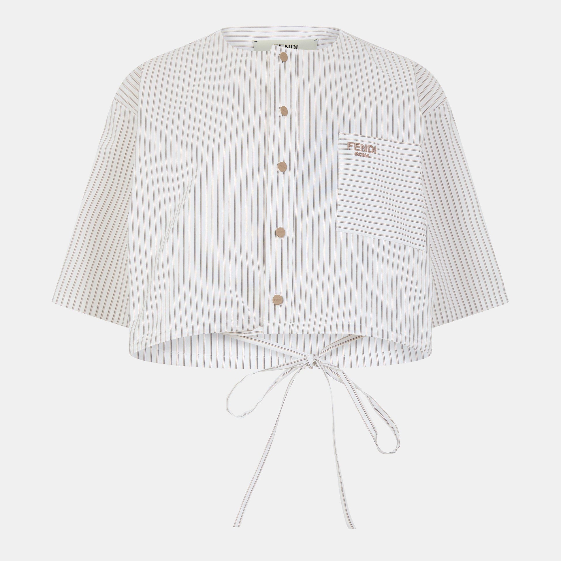Fendi Tied Striped Cropped Shirt