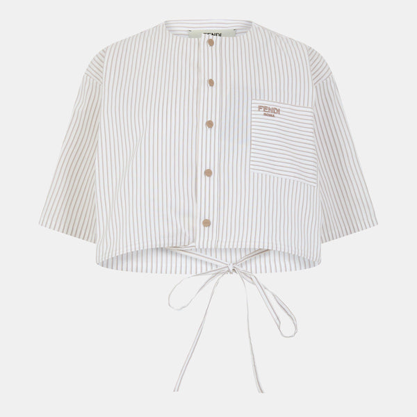 Fendi Tied Striped Cropped Shirt