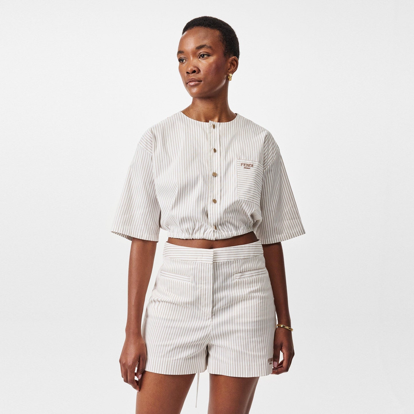 Fendi Tied Striped Cropped Shirt