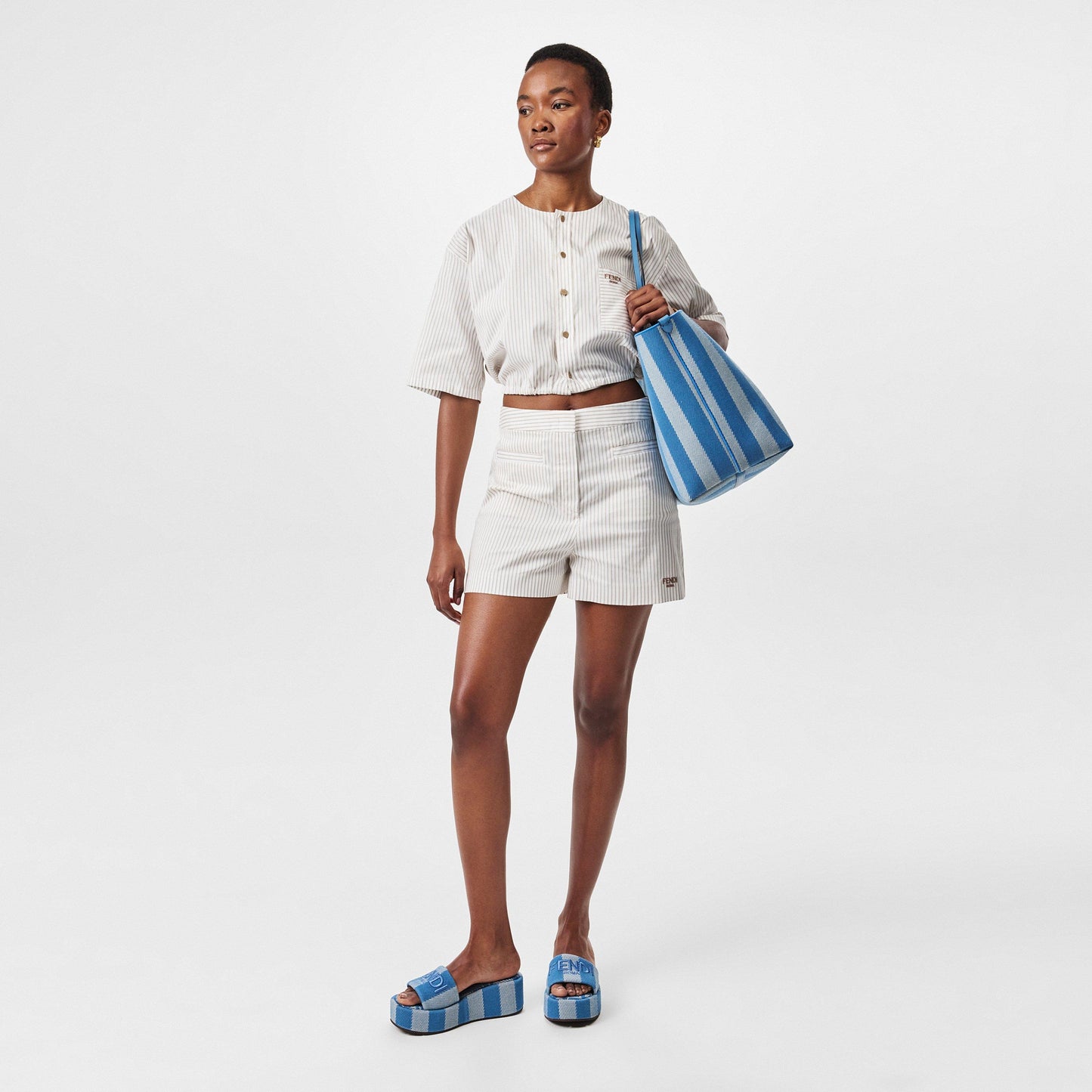 Fendi Tied Striped Cropped Shirt