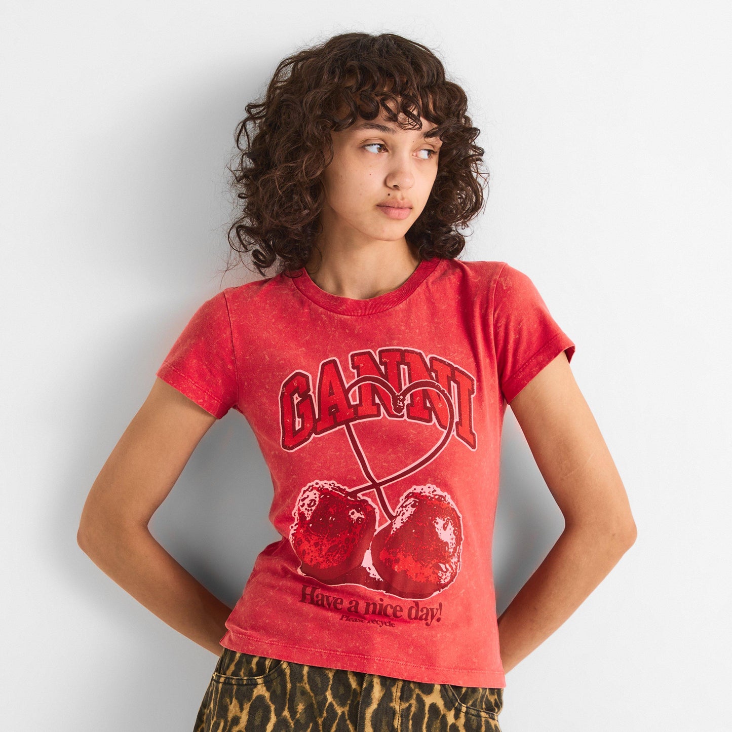 Ganni Women's Baby Fit Cherry T-Shirt
