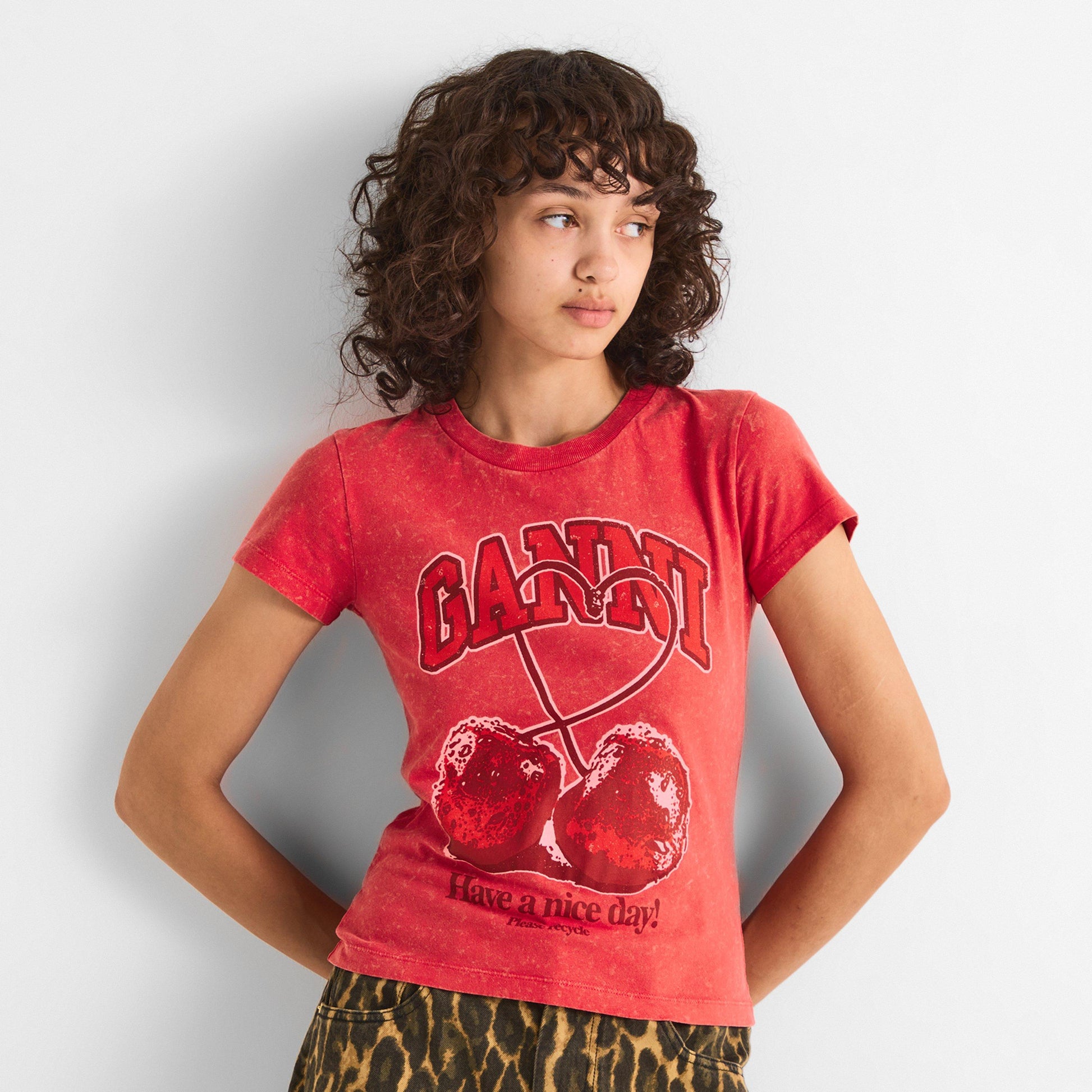 Ganni Women's Baby Fit Cherry T-Shirt
