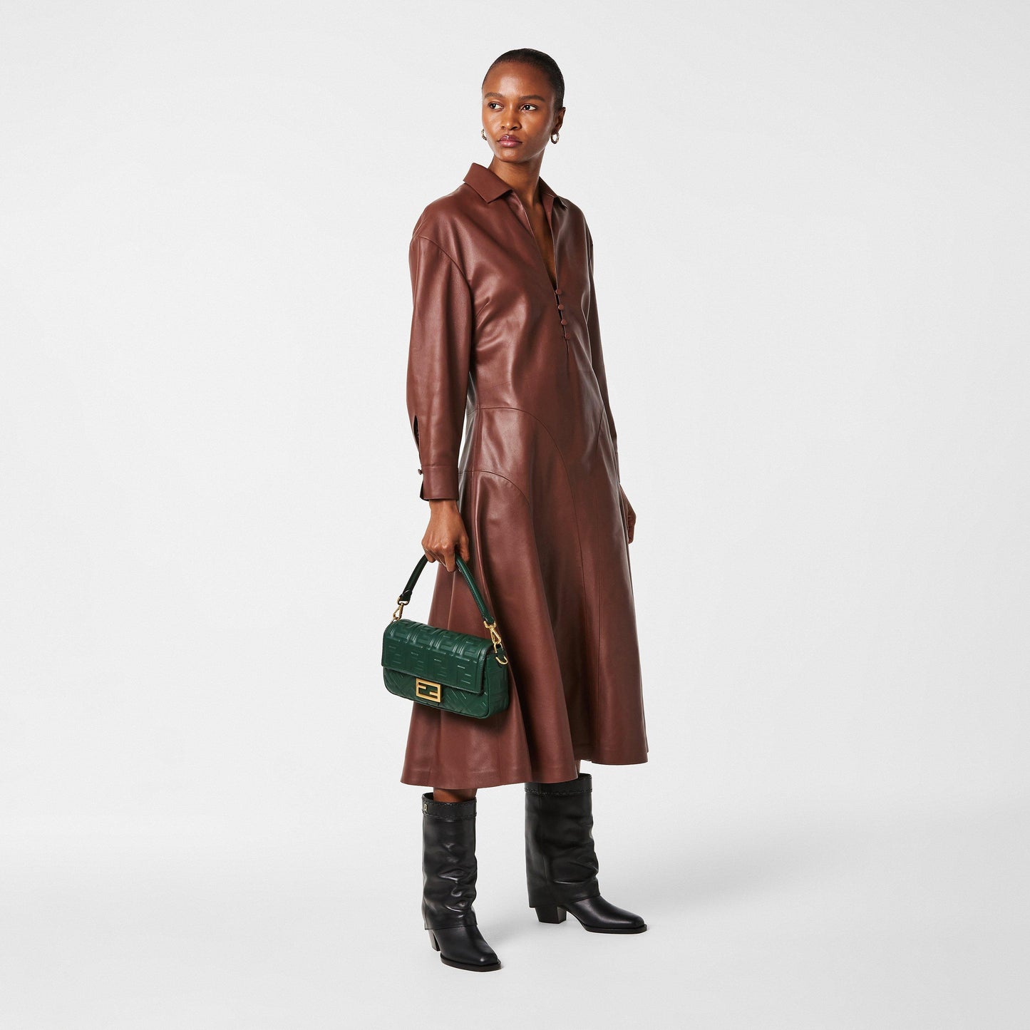 Fendi Women's Leather A Line Dress