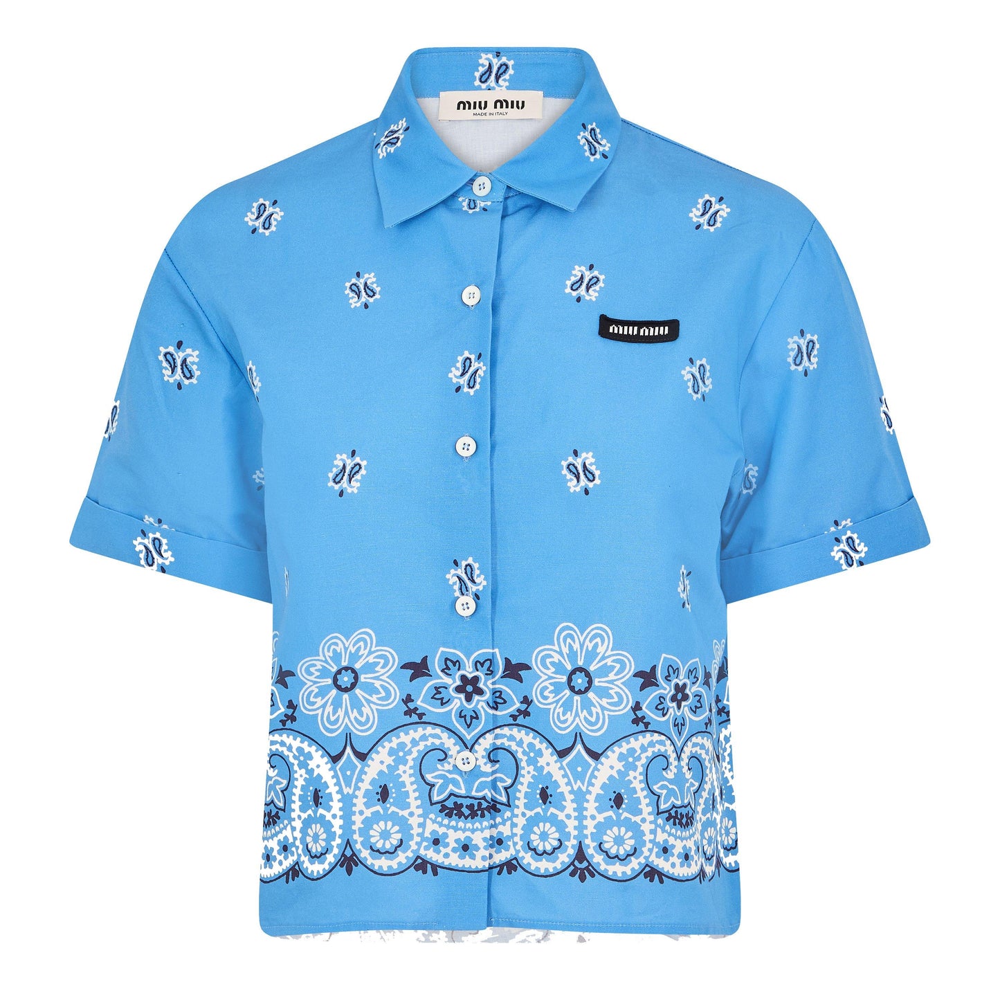 Miu Miu Women's Bandana Short Sleeve Patterned Shirt