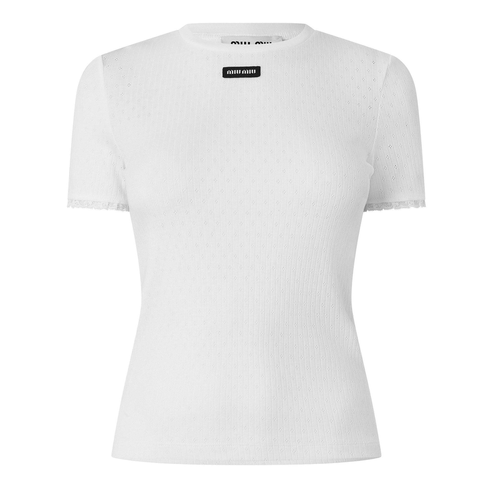 Miu Miu Women's Pointelle Slim Fit T-Shirt