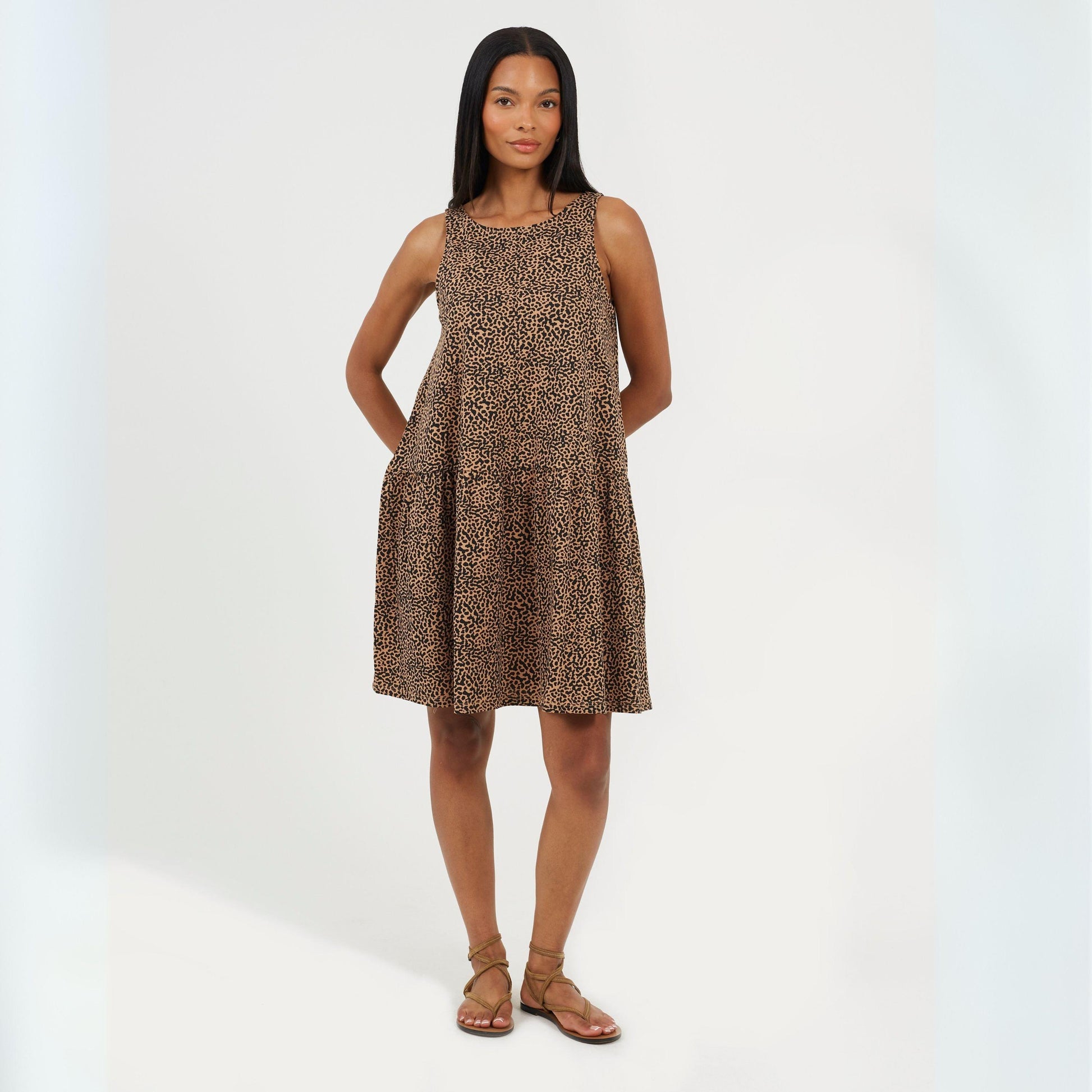 Brave Soul Womens Sleeveless One Tier Mini Dress