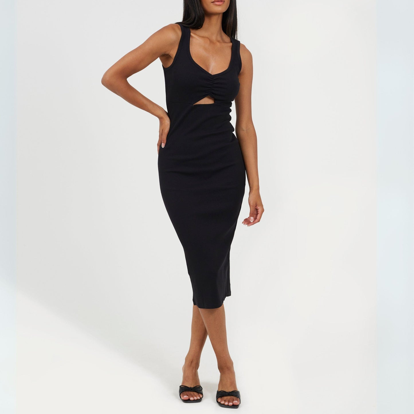Brave Soul Womens Sleeveless Midi Dress with Knot Detail