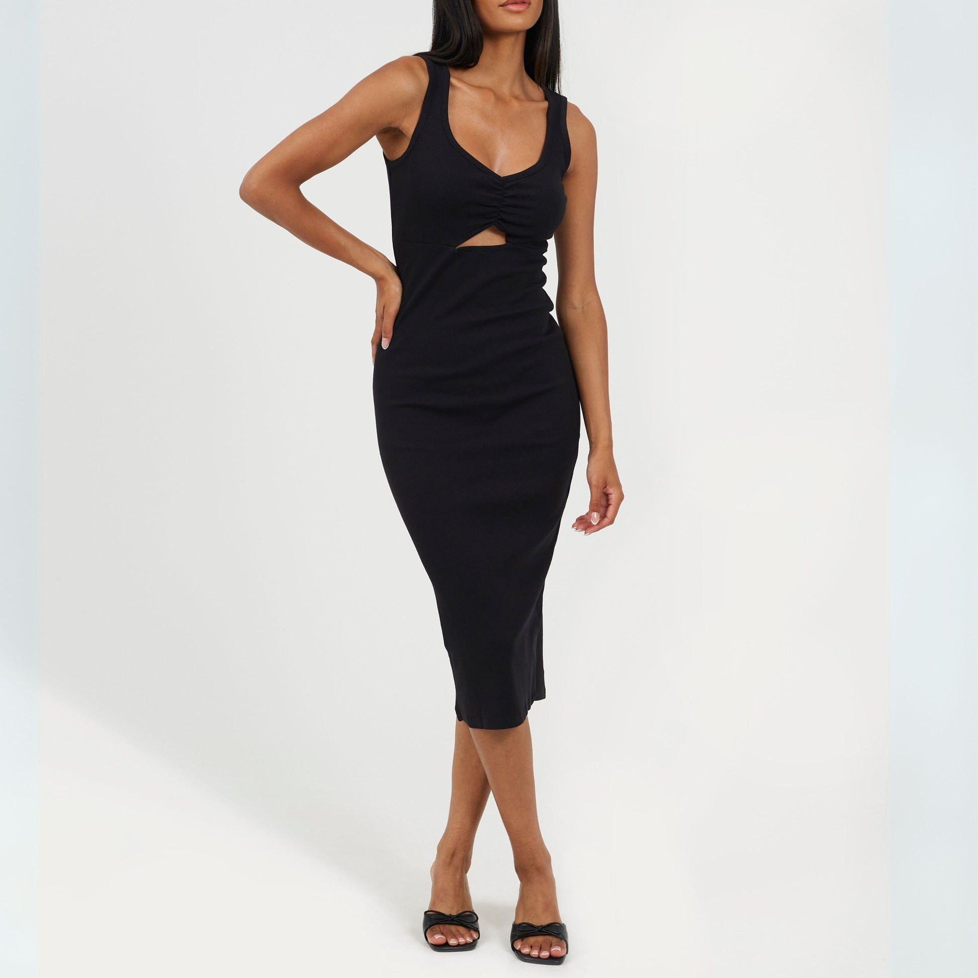 Brave Soul Womens Sleeveless Midi Dress with Knot Detail