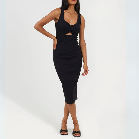 Brave Soul Womens Sleeveless Midi Dress with Knot Detail