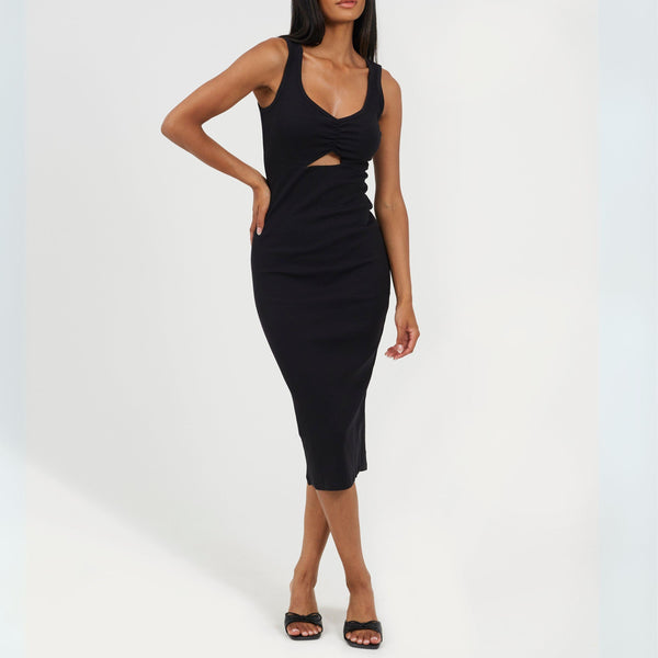 Brave Soul Womens Sleeveless Midi Dress with Knot Detail