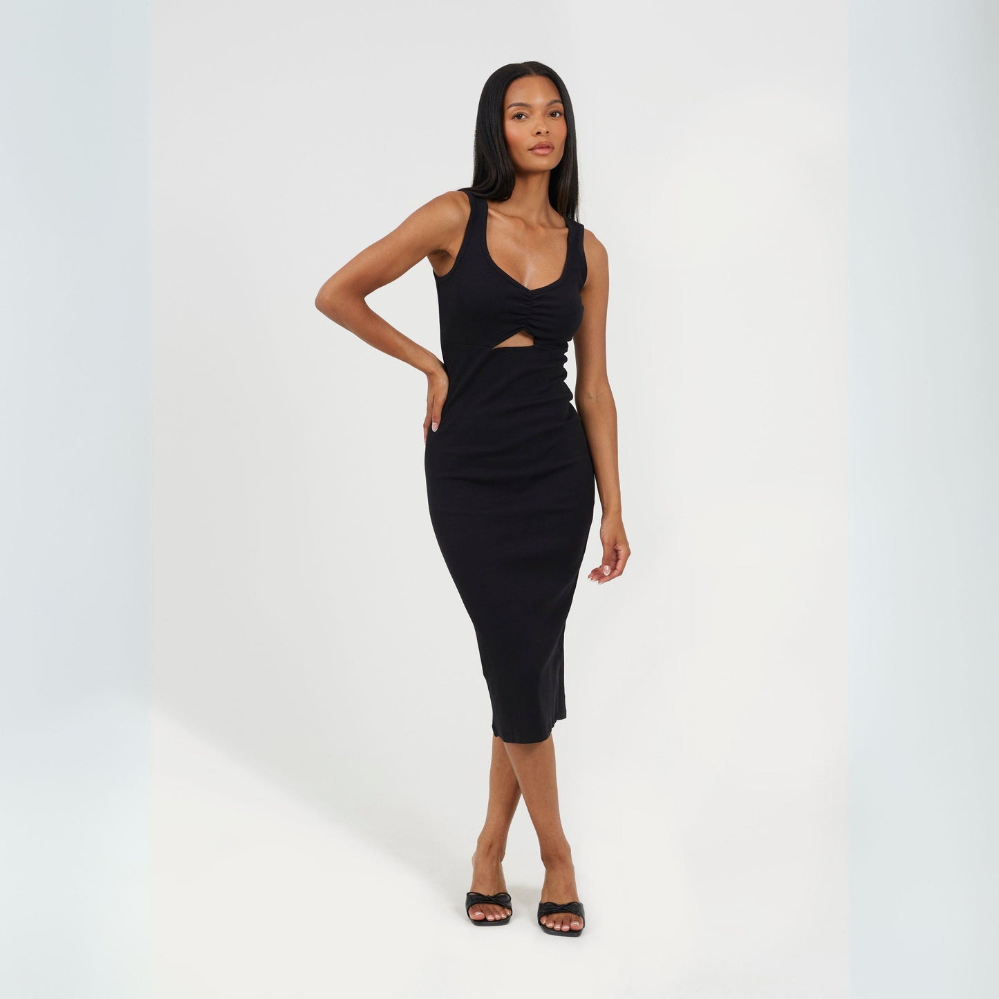 Brave Soul Womens Sleeveless Midi Dress with Knot Detail