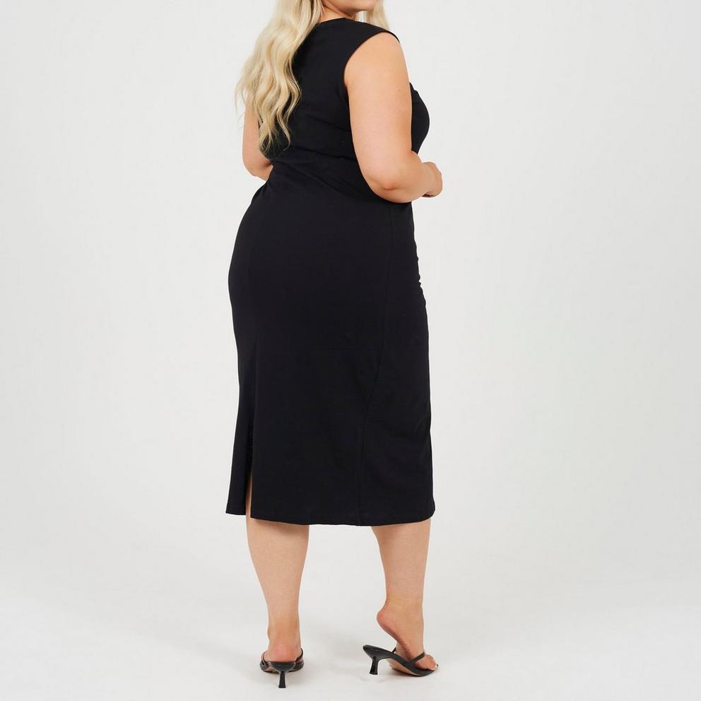 BS Plus Size Vest Midi Dress with Tie Detail
