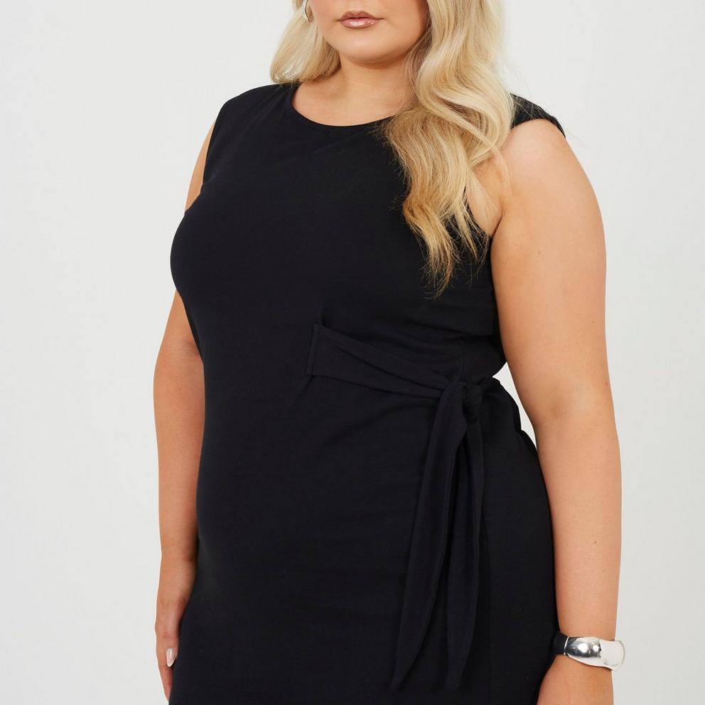 BS Plus Size Vest Midi Dress with Tie Detail