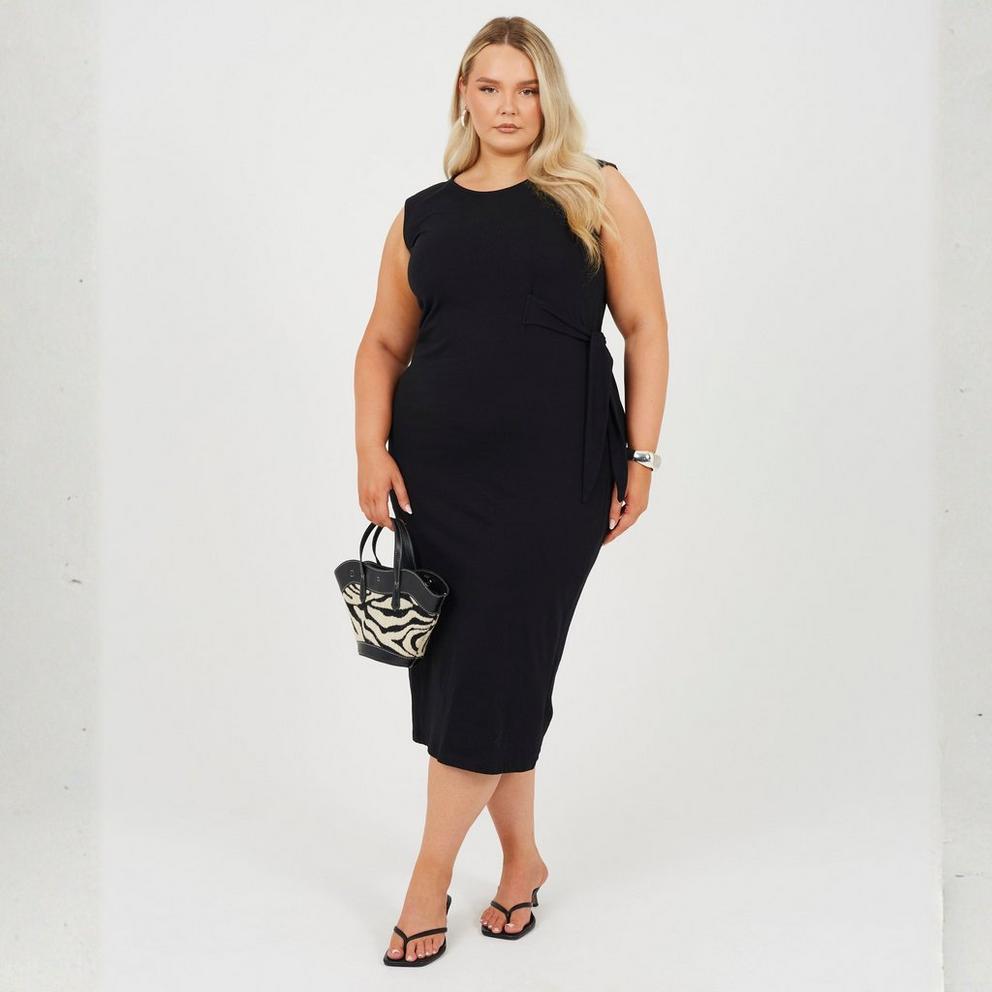 BS Plus Size Vest Midi Dress with Tie Detail