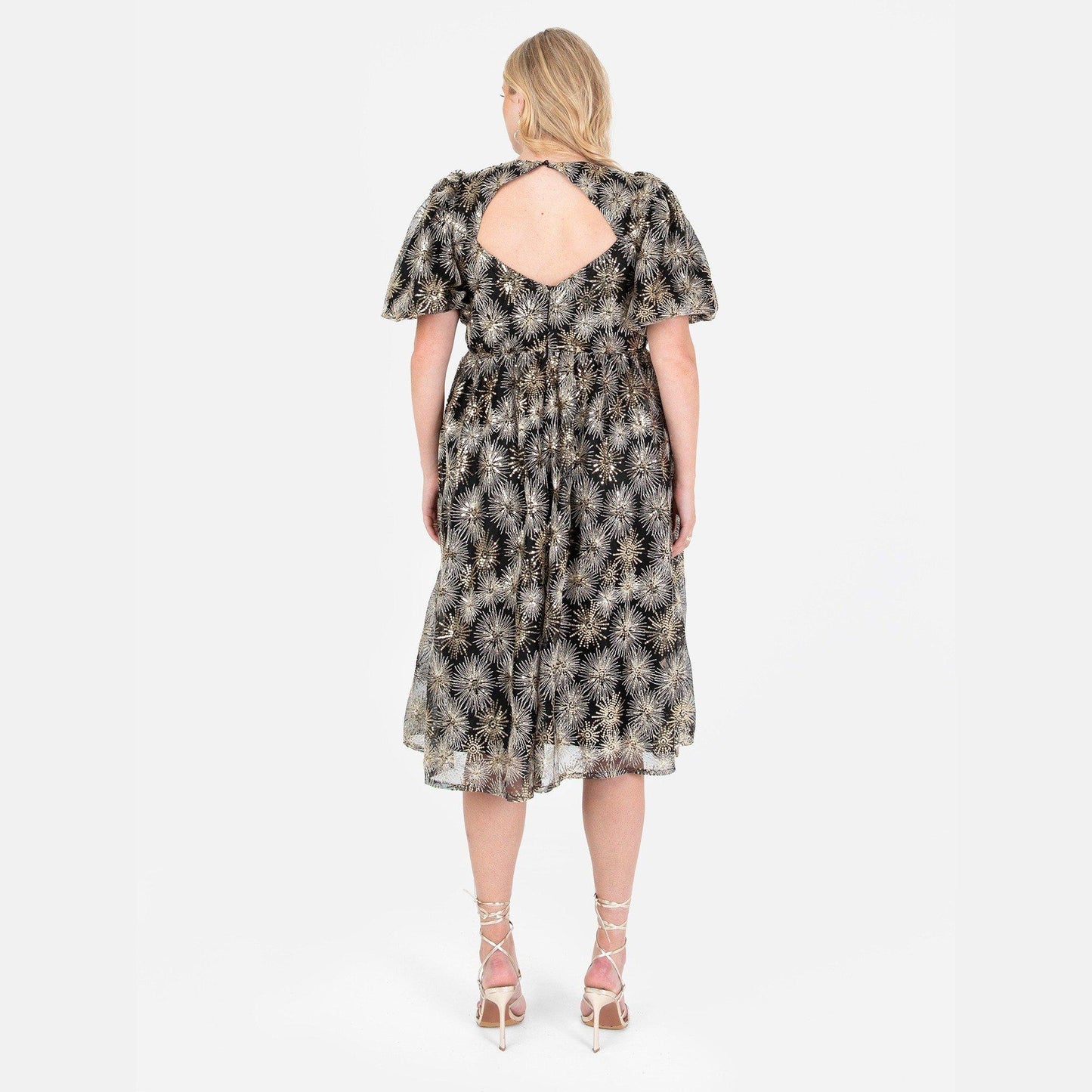 Lovedrobe Luxe Gold Sequin Star Midi Dress