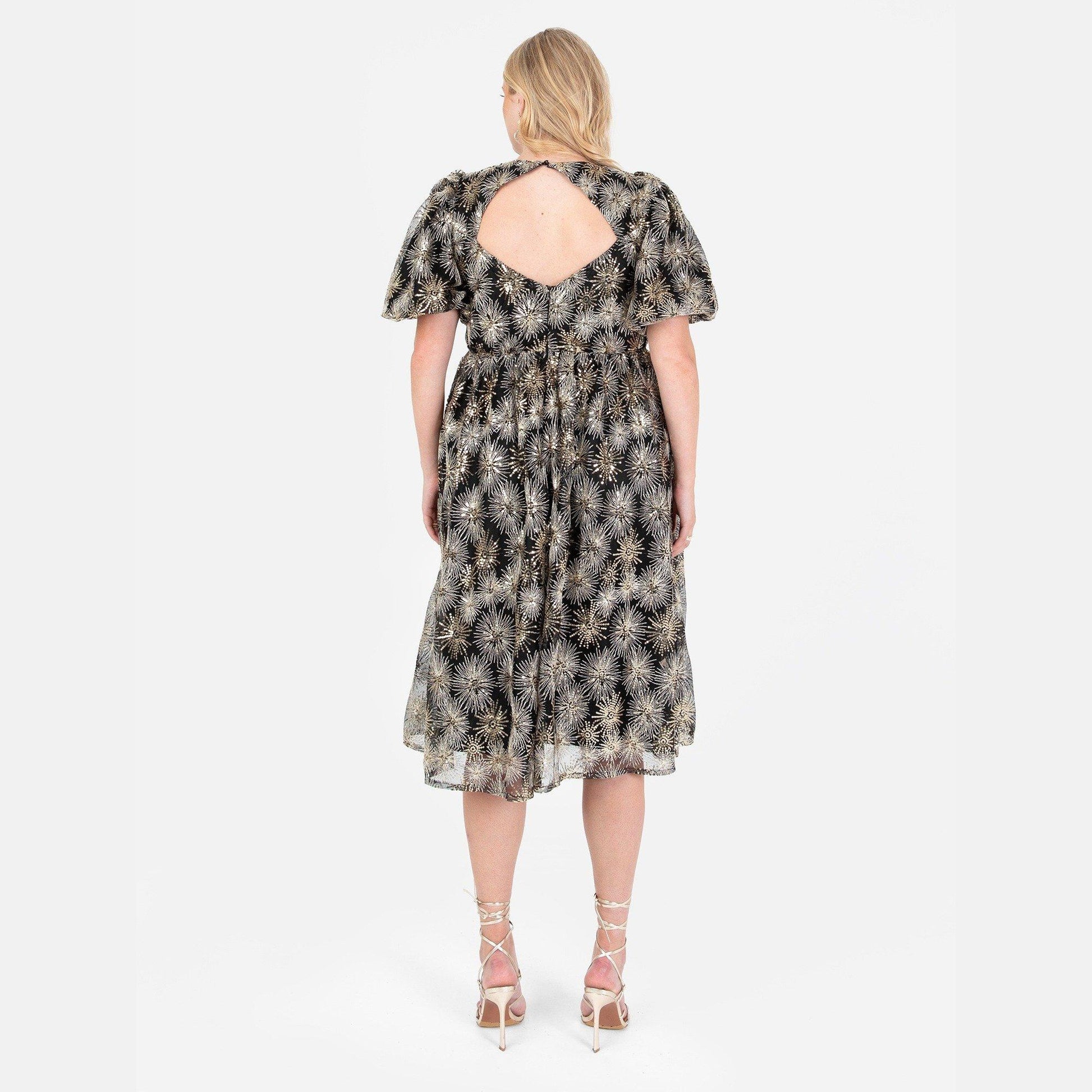 Lovedrobe Luxe Gold Sequin Star Midi Dress