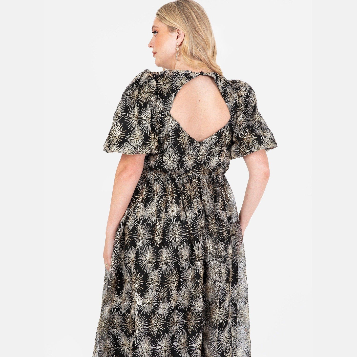 Lovedrobe Luxe Gold Sequin Star Midi Dress