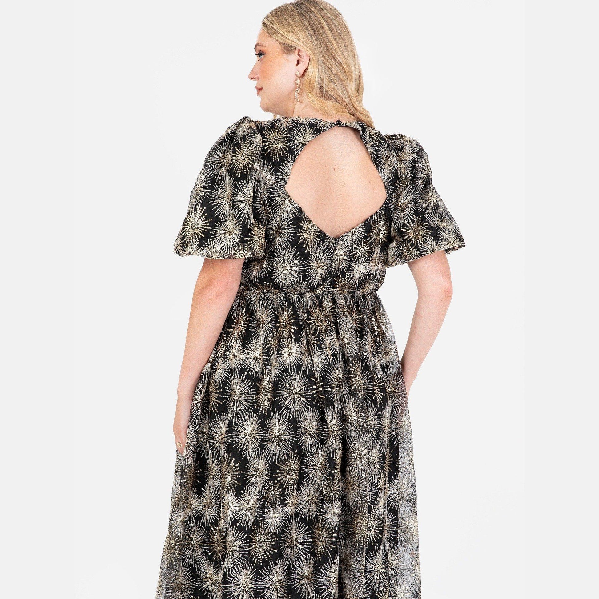 Lovedrobe Luxe Gold Sequin Star Midi Dress