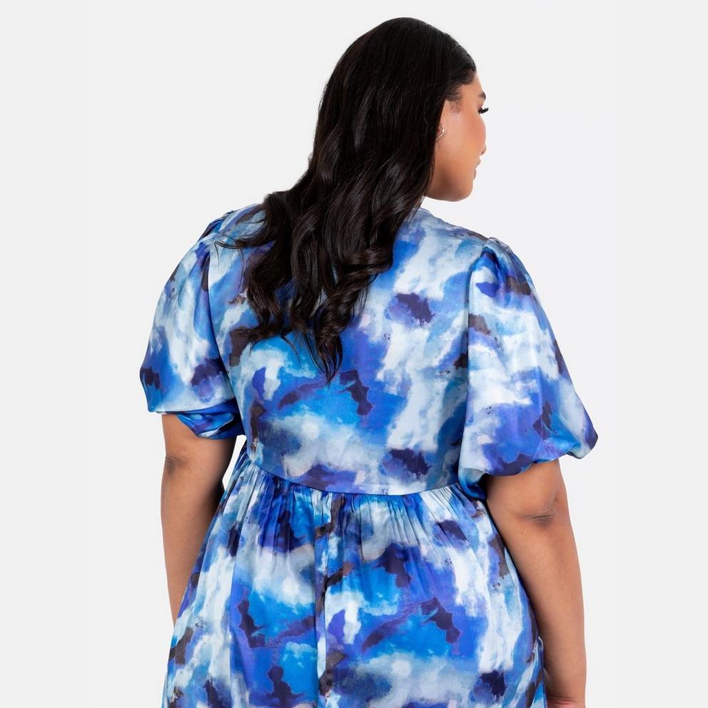 Lovedrobe Blue Satin Wrap Midaxi Dress