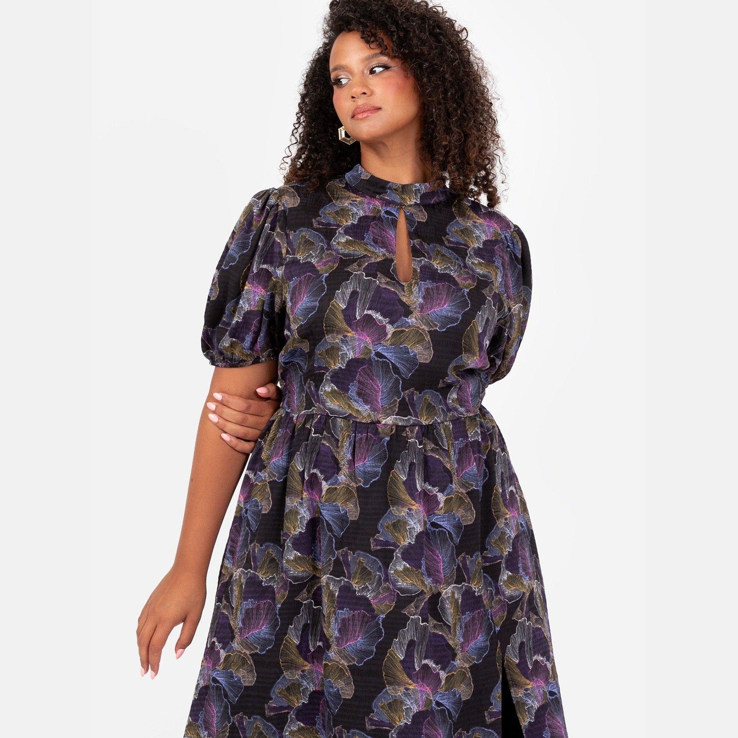 Lovedrobe High Neck Keyhole Midi Dress
