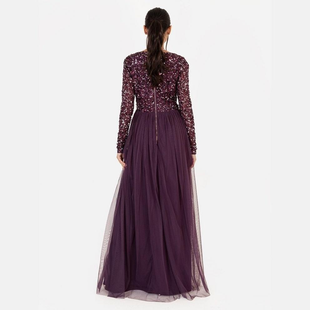 Maya Faux Wrap Front Embellished Maxi Dress