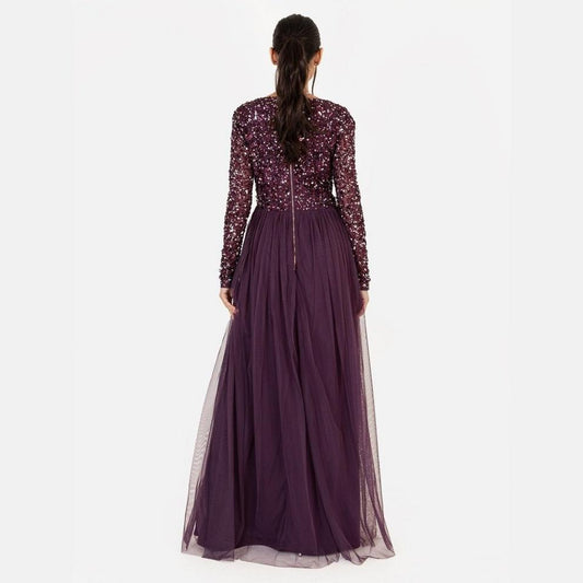 Maya Faux Wrap Front Embellished Maxi Dress