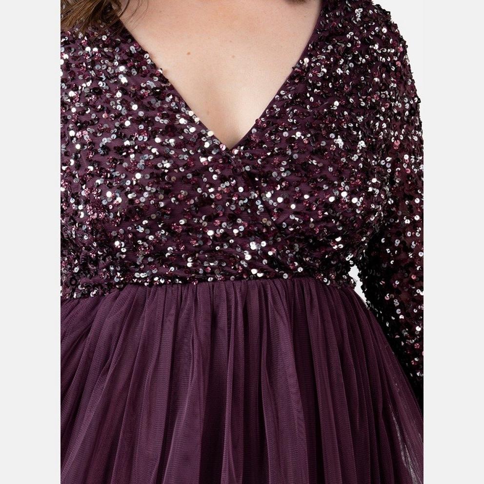 Maya Faux Wrap Front Embellished Maxi Dress