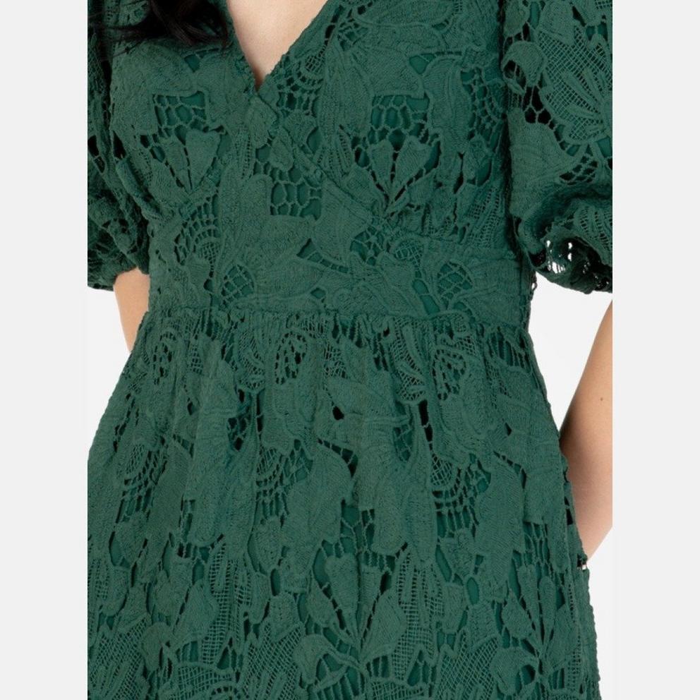 Maya Emerald Floral Lace Tie-Back Midaxi Dress
