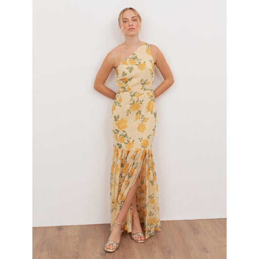Anaya With Love Recycled Yellow Floral Print One Shoulder Maxi Dress