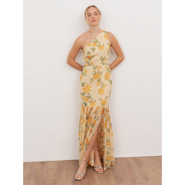 Anaya With Love Recycled Yellow Floral Print One Shoulder Maxi Dress