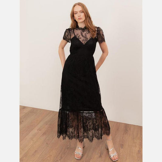 Lovedrobe Black Lace Midaxi Dress