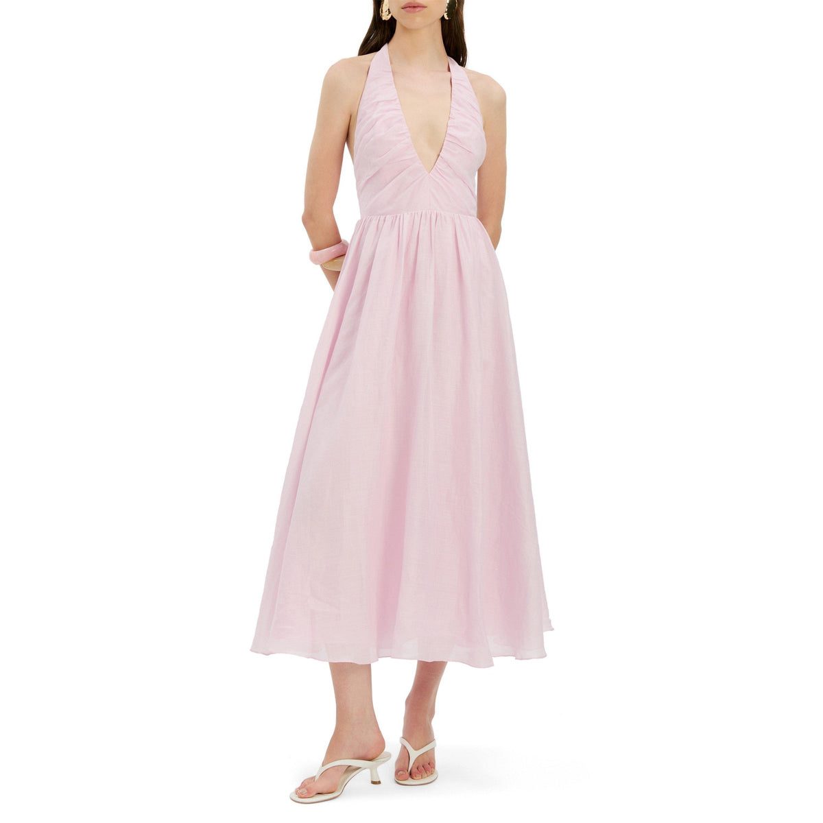 Bardot Women's Dorota Halter Neck Cotton Midi Dress