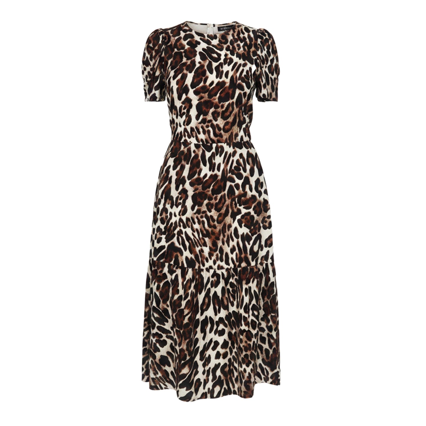AX Paris Brown Leopard Print Puff Sleeve Smock Midi Dress