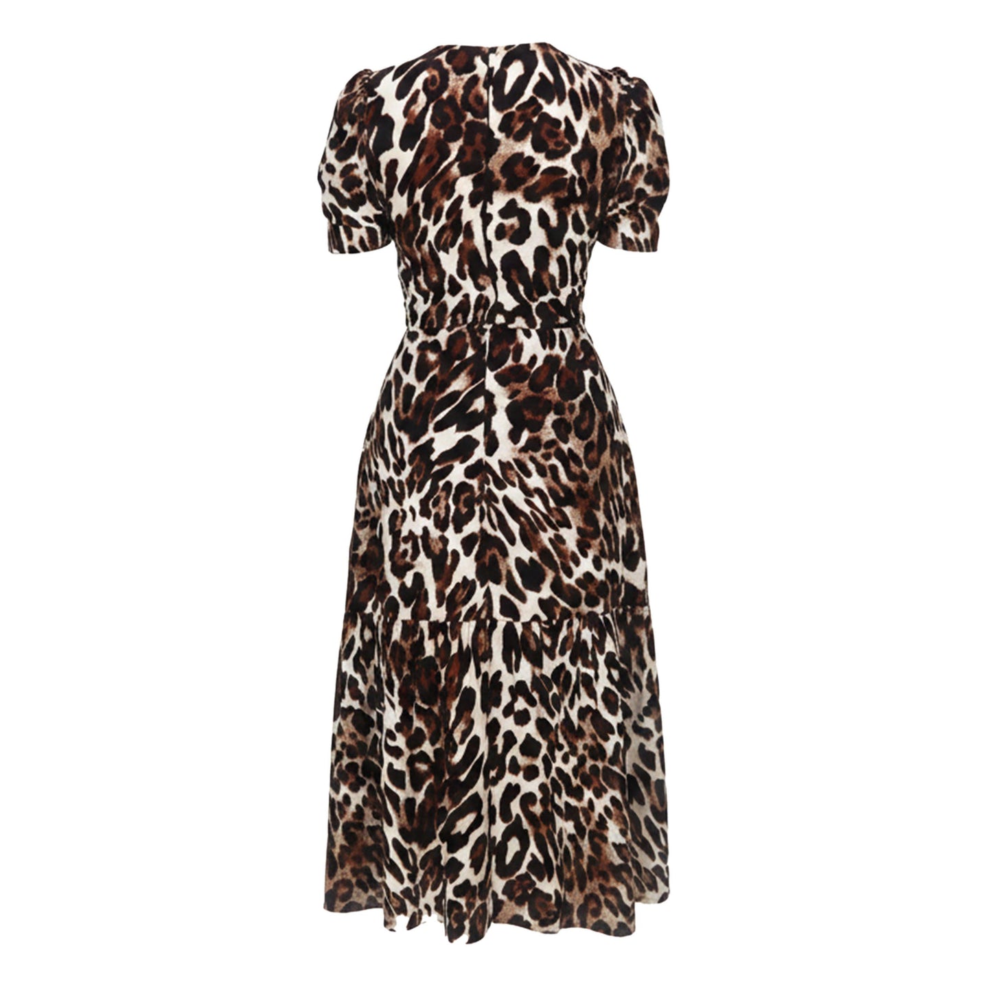 AX Paris Brown Leopard Print Puff Sleeve Smock Midi Dress