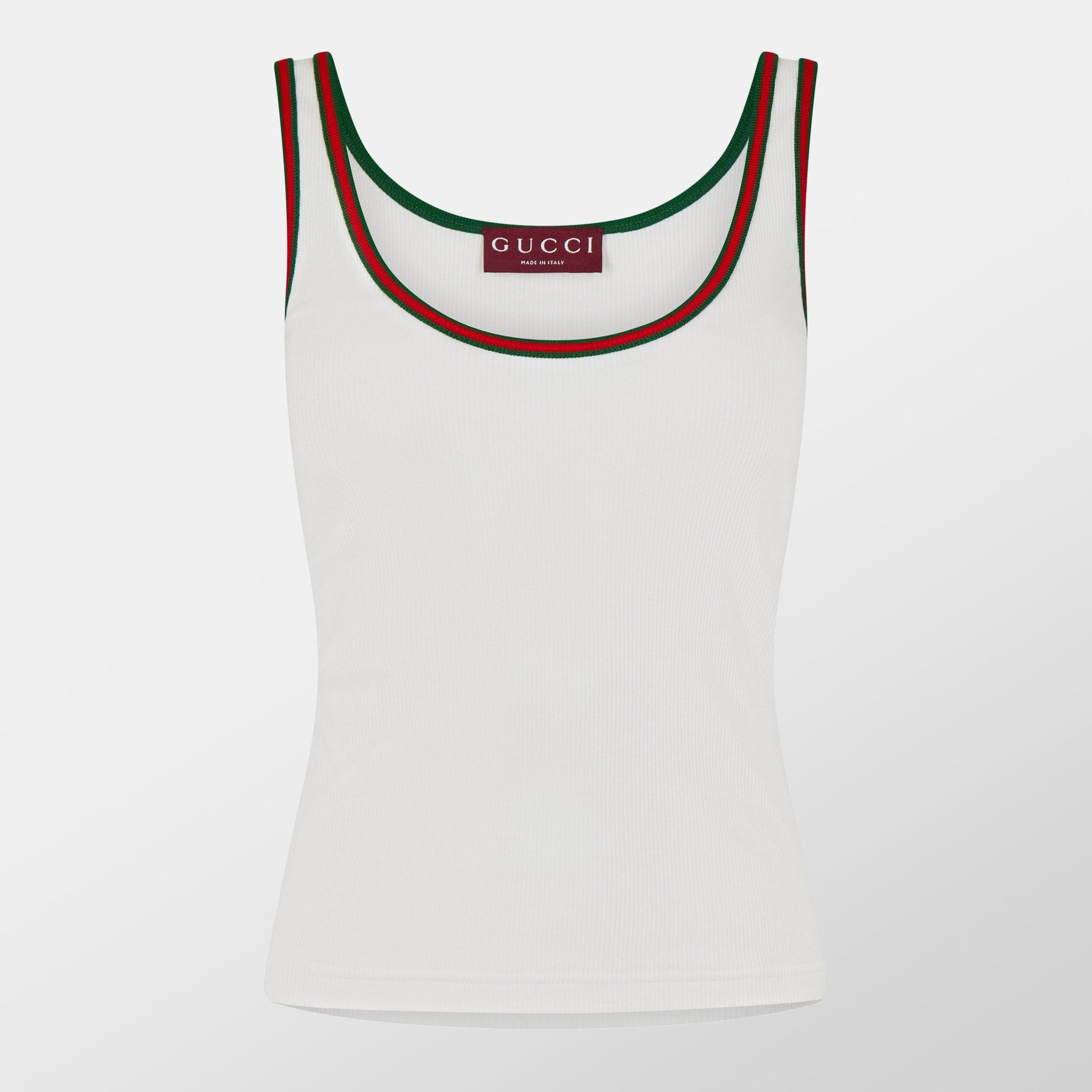 Gucci Web Detailing Cotton Rib Tank Top