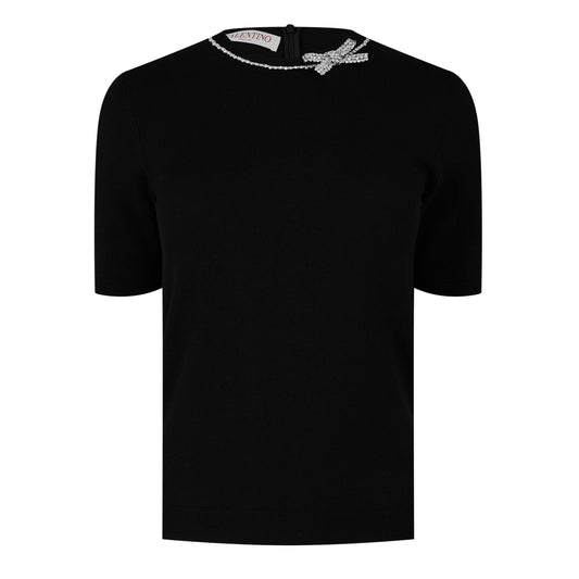 Valentino Women's Embroidered Wool Fitted Top