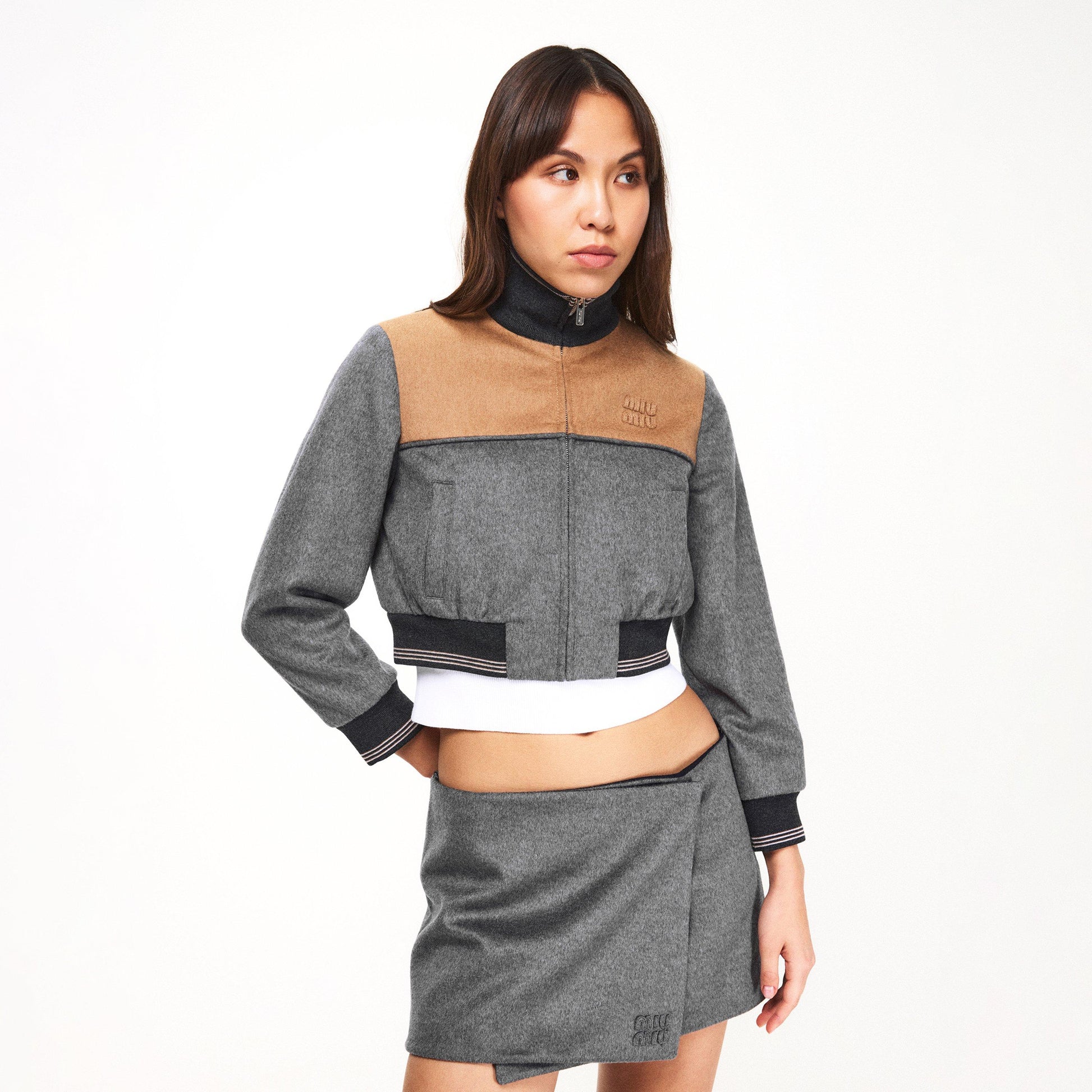 Miu Miu Women's Bicolour Cropped Softshell Jacket