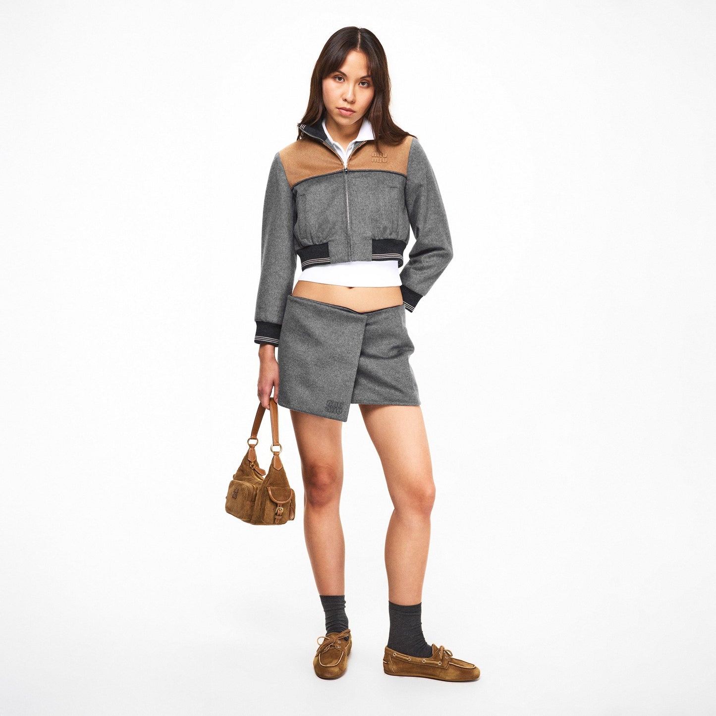 Miu Miu Women's Bicolour Cropped Softshell Jacket