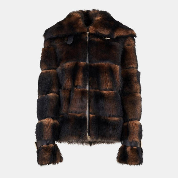 Fendi Womens Dorsato Shearling Jacket