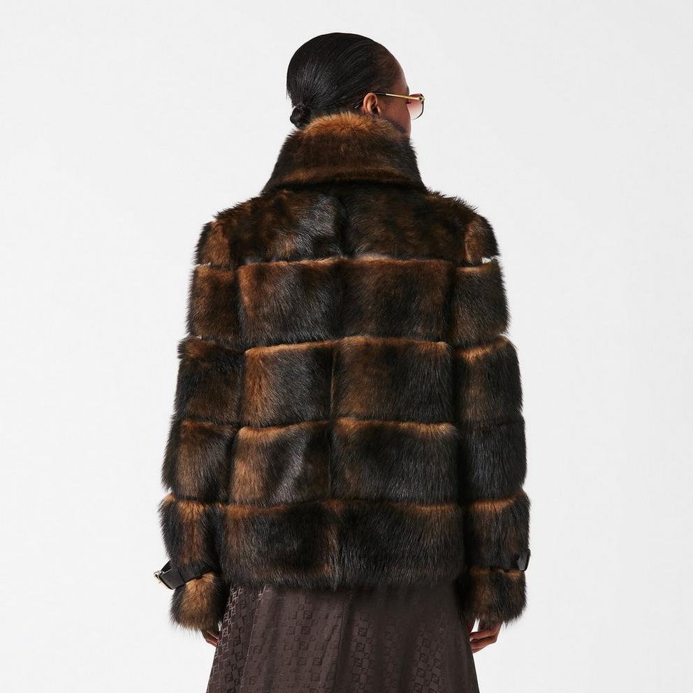 Fendi Womens Dorsato Shearling Jacket