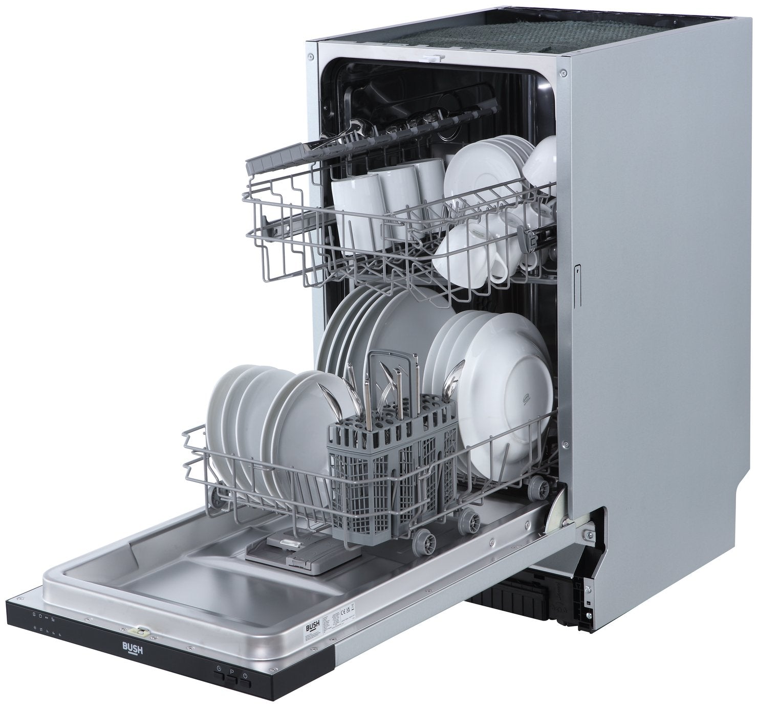 Bush DWSLEINT94W Slimline Integrated Dishwasher