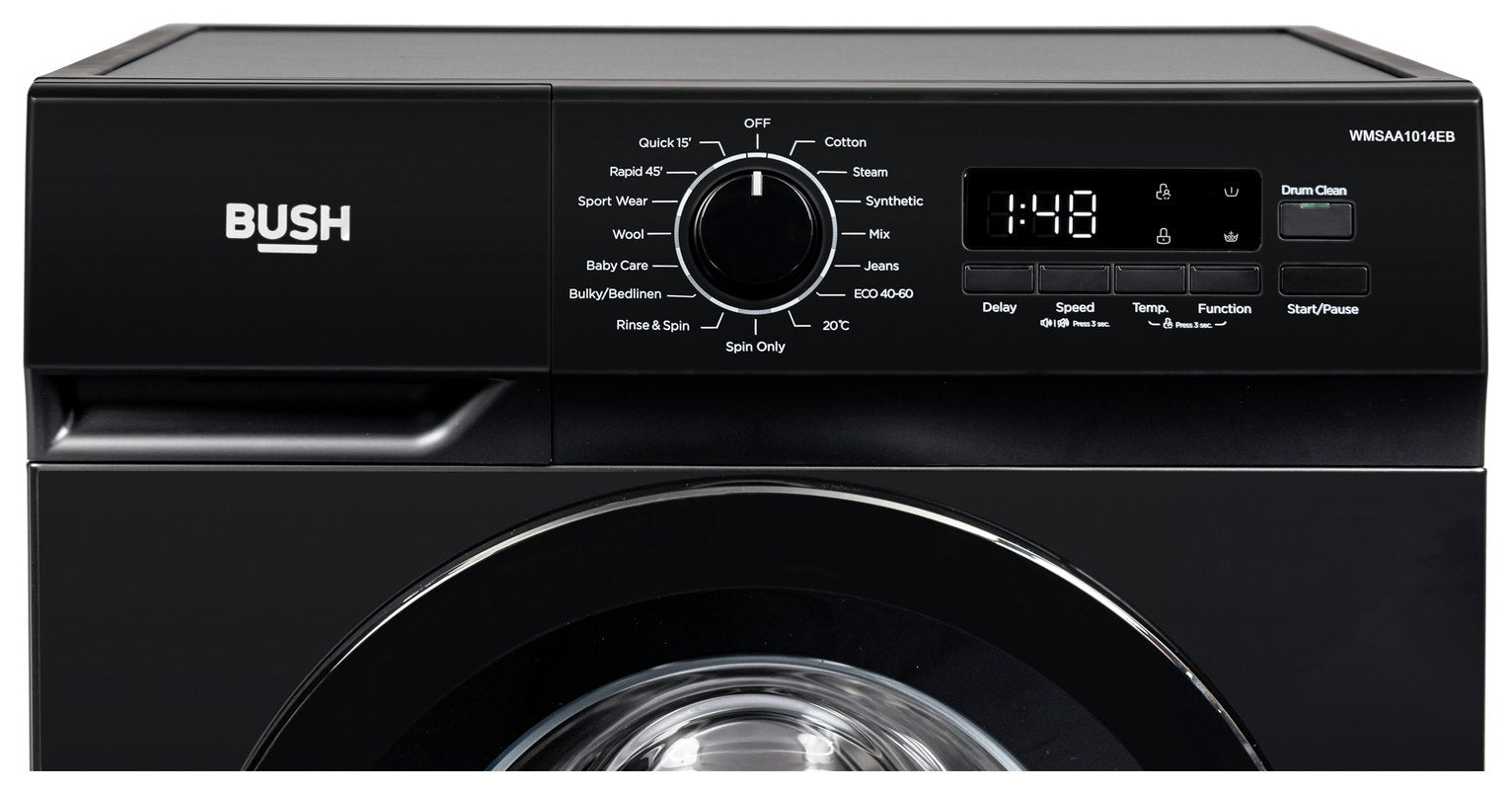 Bush WMSAA1014EB 10KG 1400 Spin Washing Machine - Black