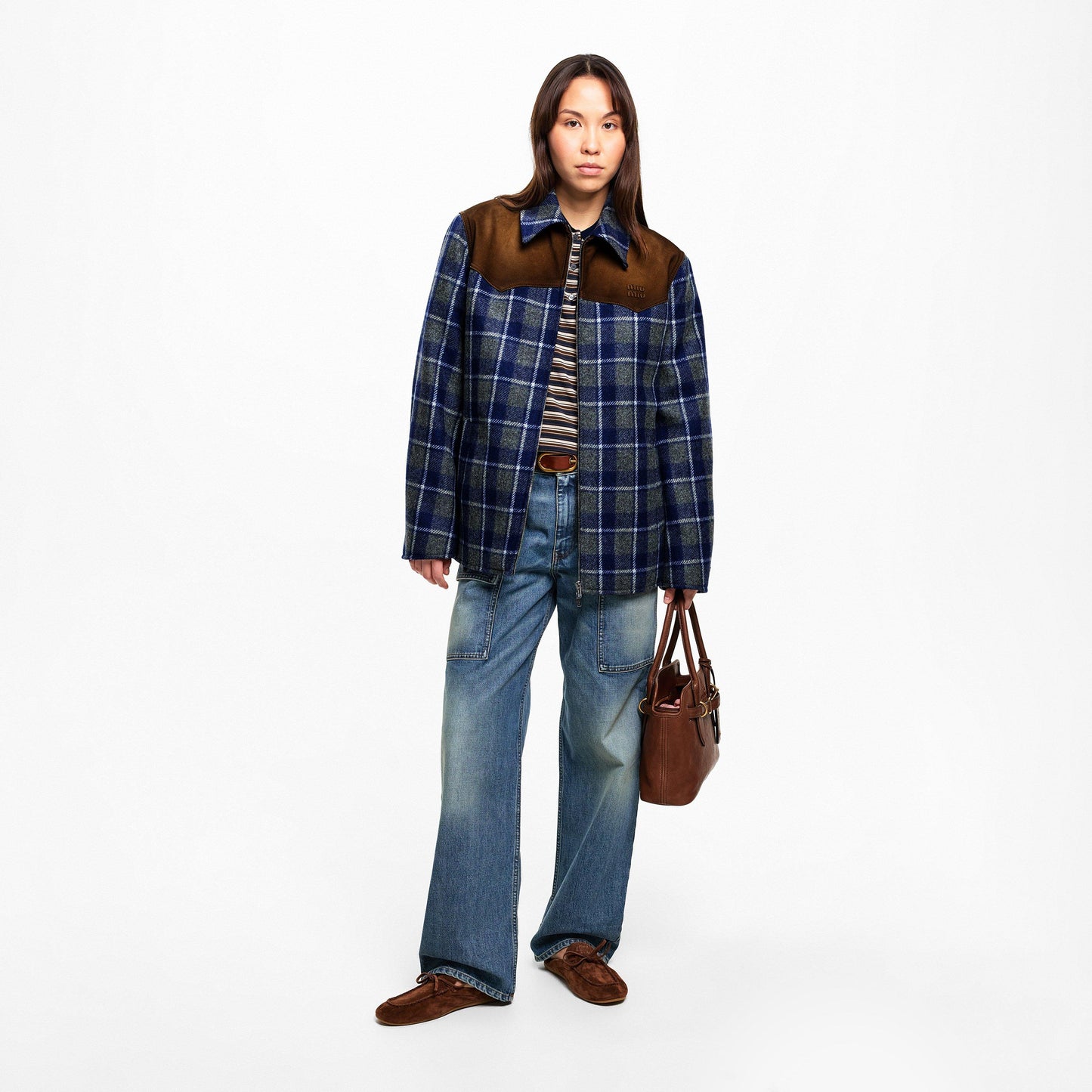 Miu Miu Women's Suede Check Overshirt