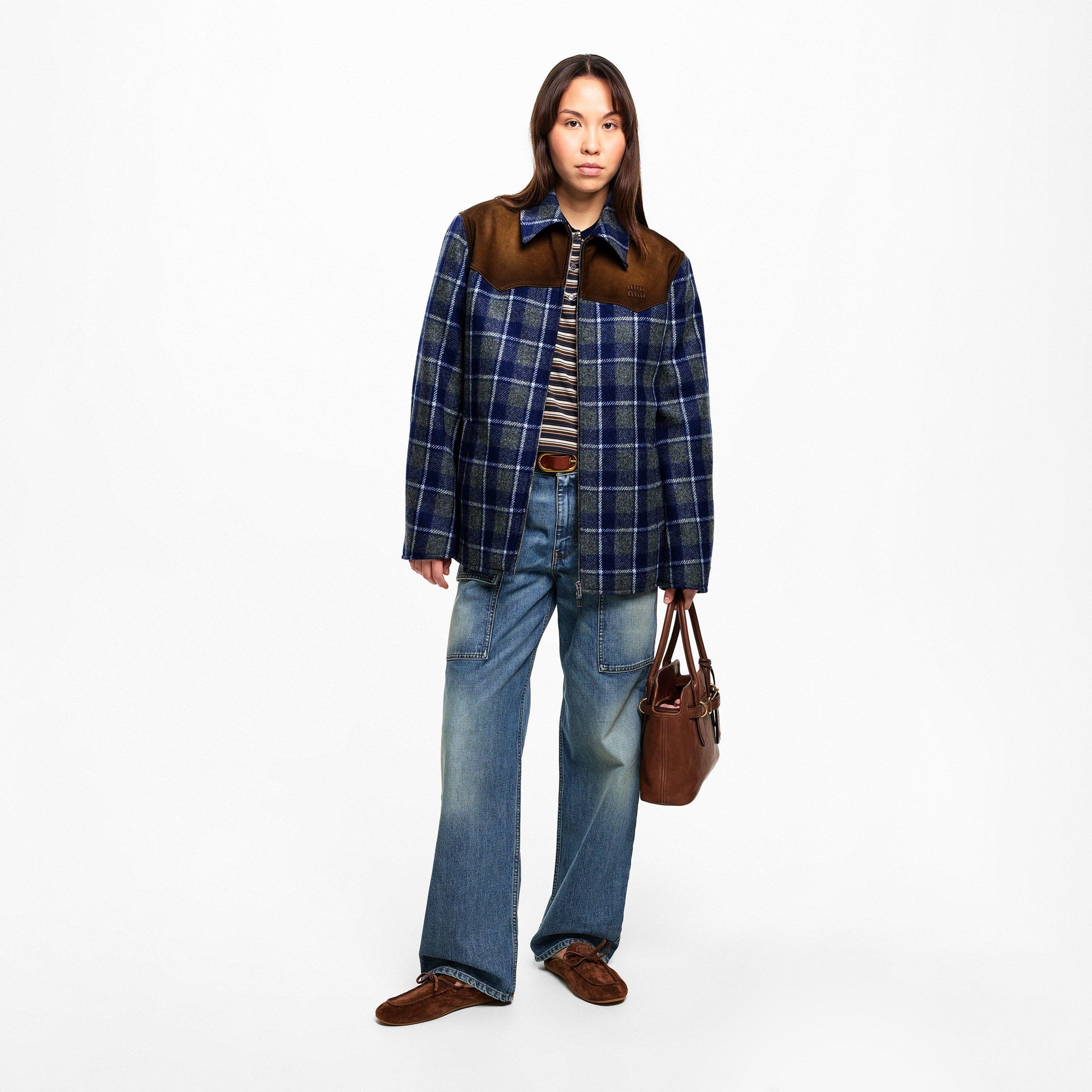 Miu Miu Women's Suede Check Overshirt