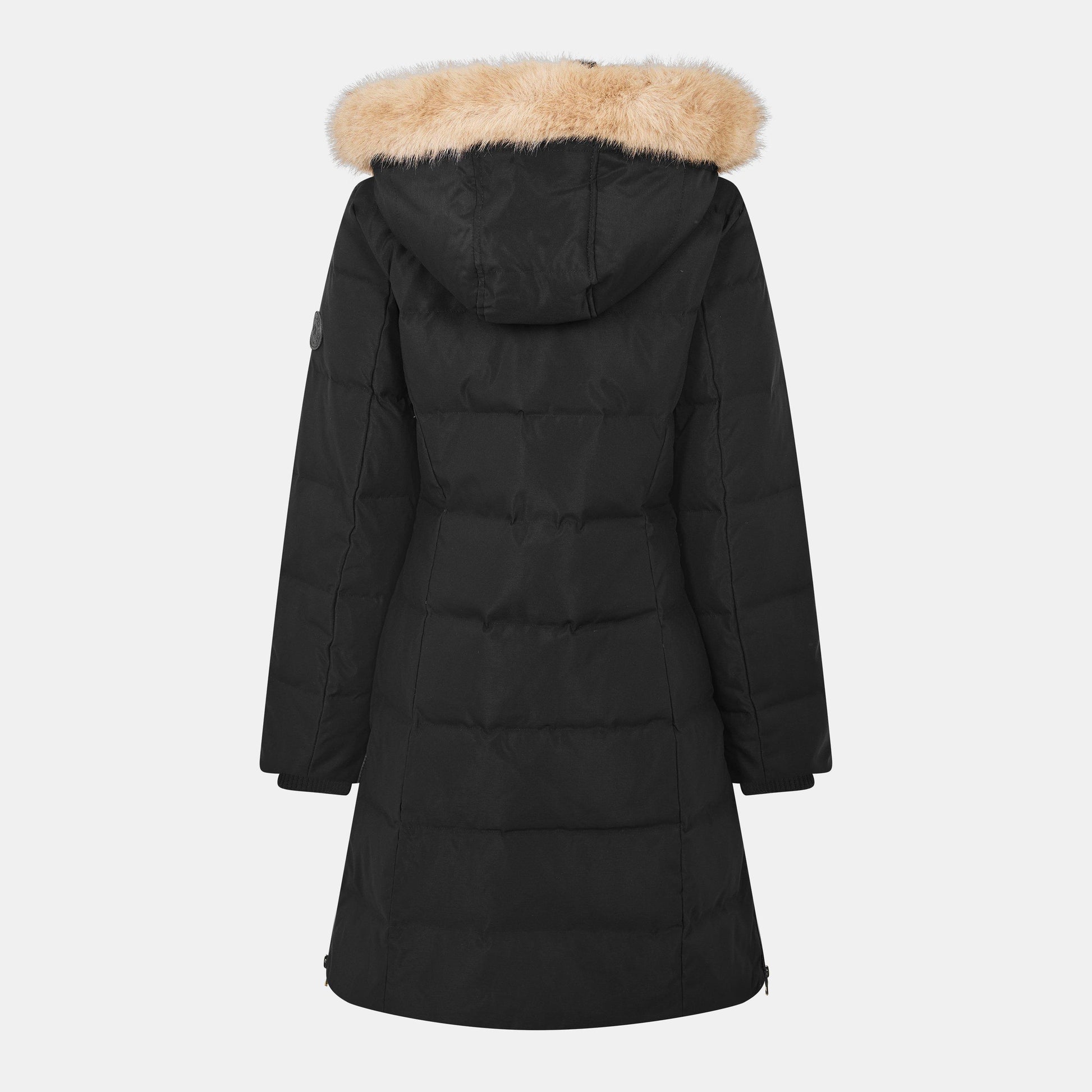 Women's Real Leather Fur Hood Medium Puffer Jacket