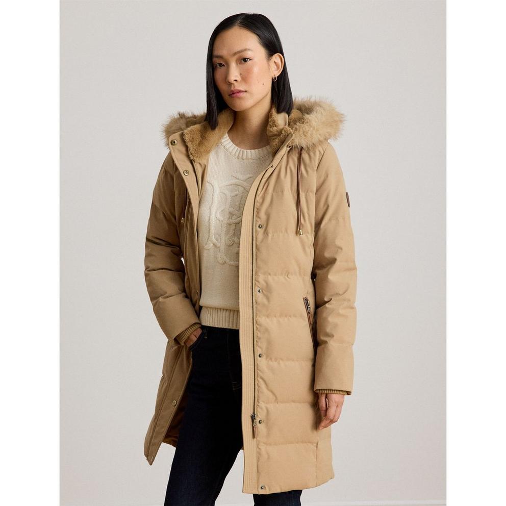Lauren by Ralph Lauren Womens Faux Fur Hood Medium Puffer Jacket