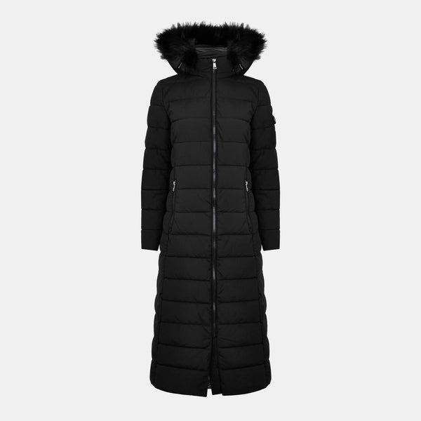 Women's Real Leather Long Puffer Jacket