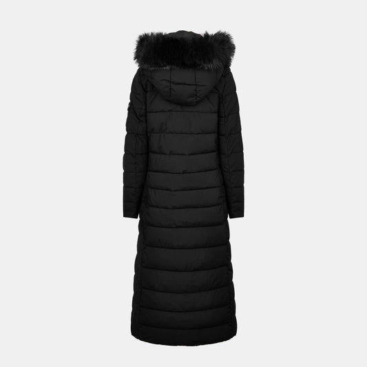 Women's Real Leather Long Puffer Jacket